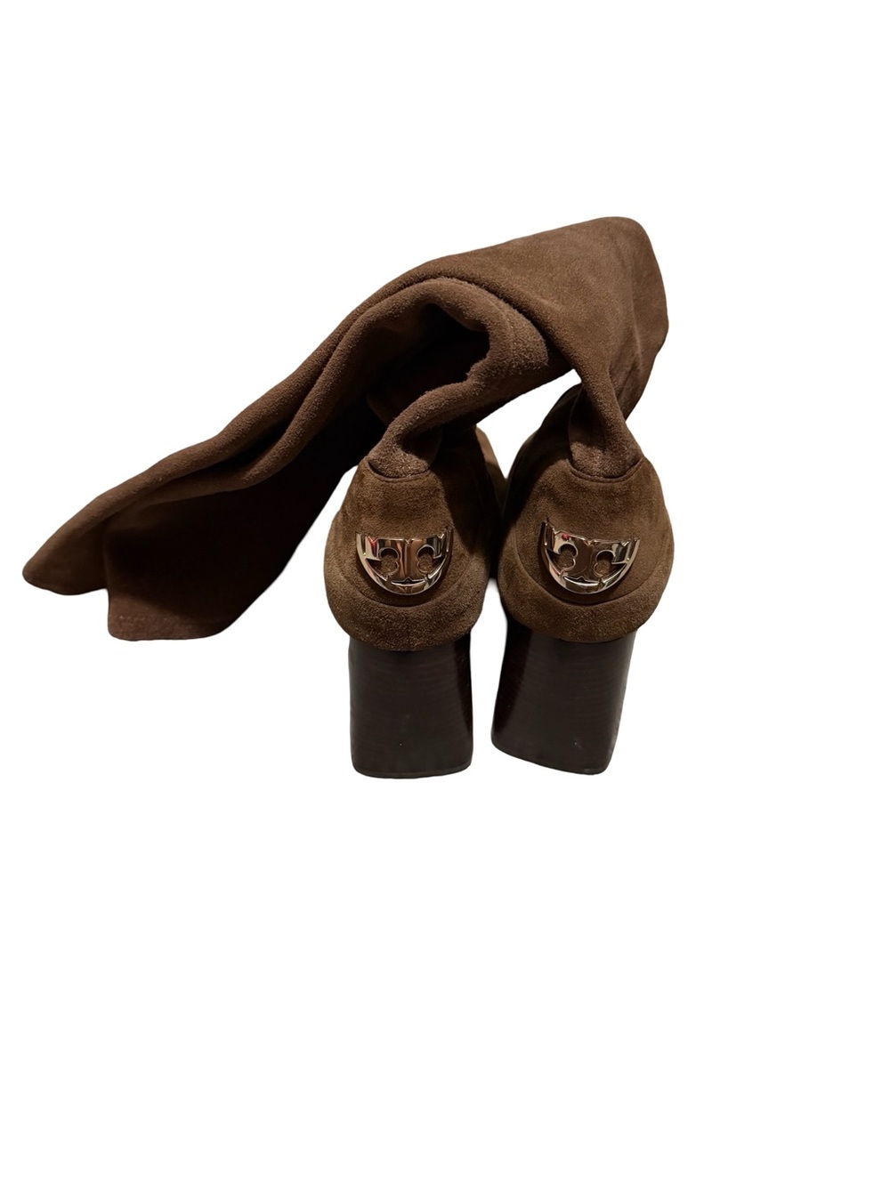 Tory Burch Chocolate Brown Suede Knee-High Block Heel Boots